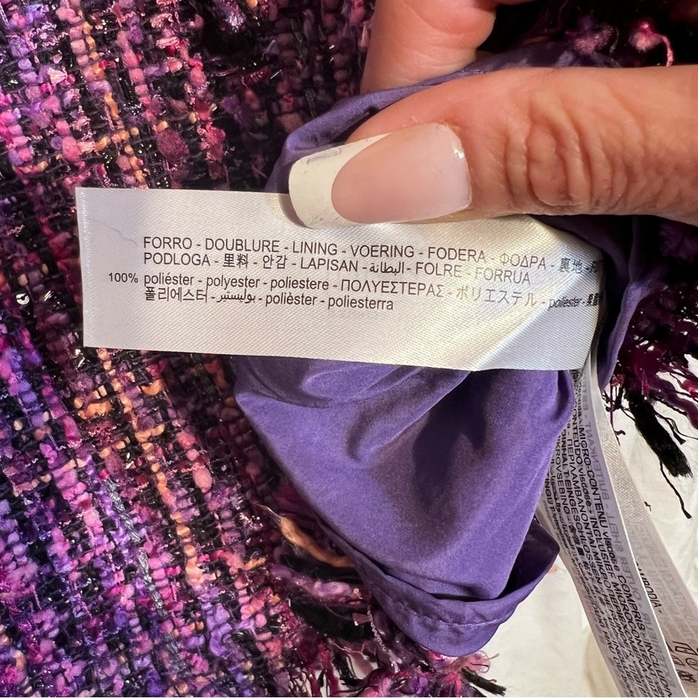 💜💜ZARA PURPLE MULTI METALLIC TEXTURED WEAVE TWEED SKIRT-💜💜NWT - Picture 6 of 16